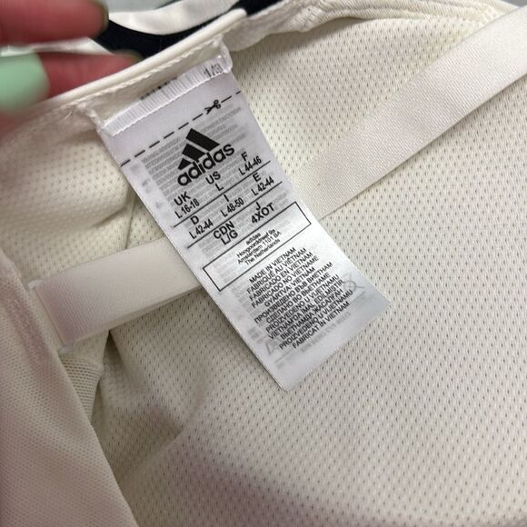 Adidas White and Black Sports Bra Like New Mesh Inside - Padding - Size Large - Picture 3 of 3